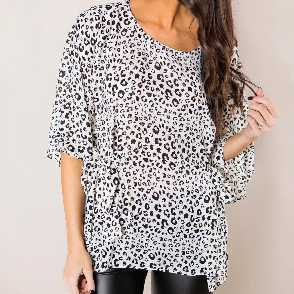 LEOPARD TIE-SIDE BLOUSE - Picture 3 of 6